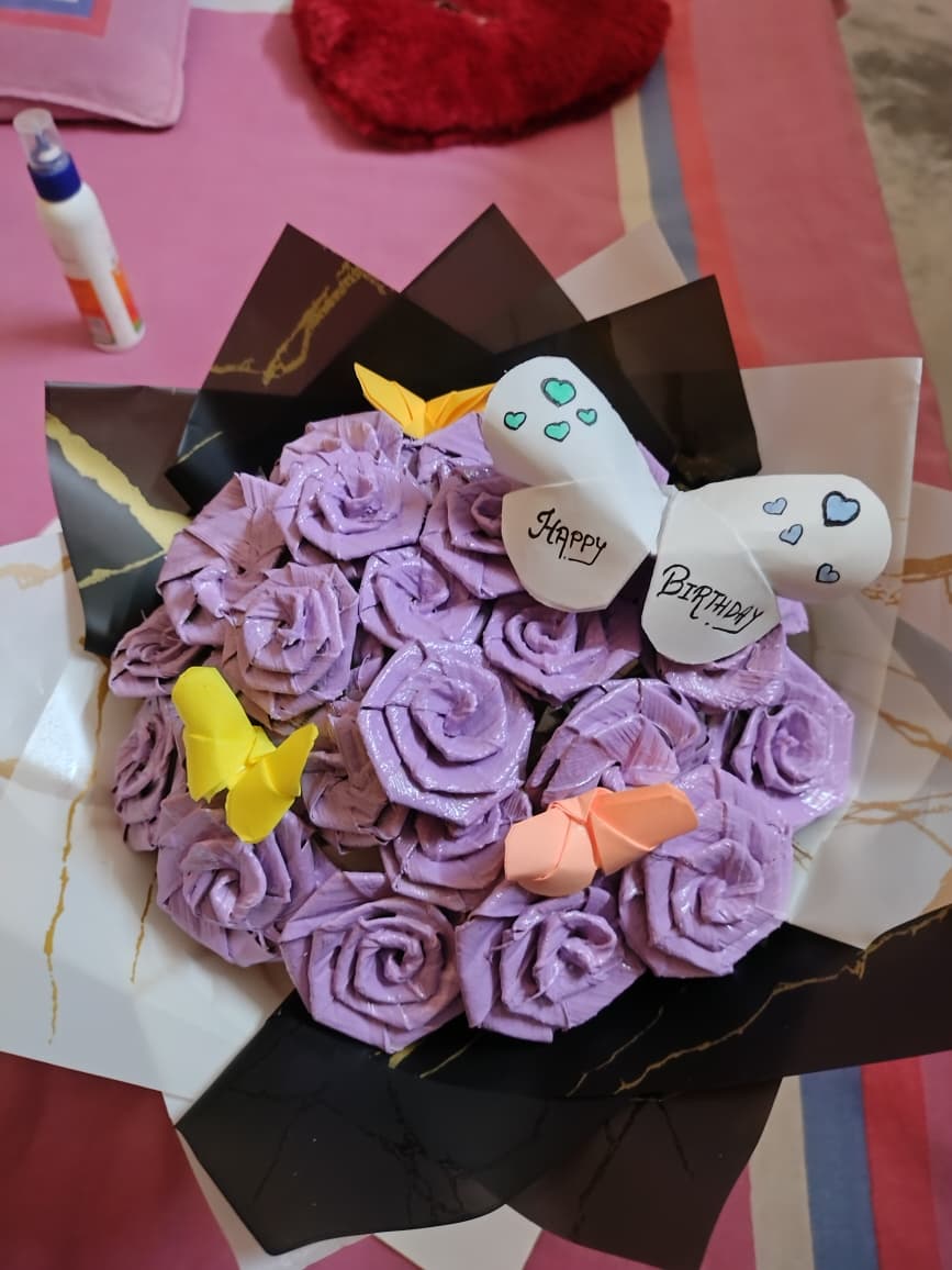 Medium size purple Bouque(happy birthday)